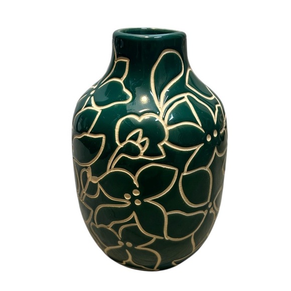 Opalhouse Other - Opalhouse Green & White Indo Earthenware Floral Tropical 8" Vase